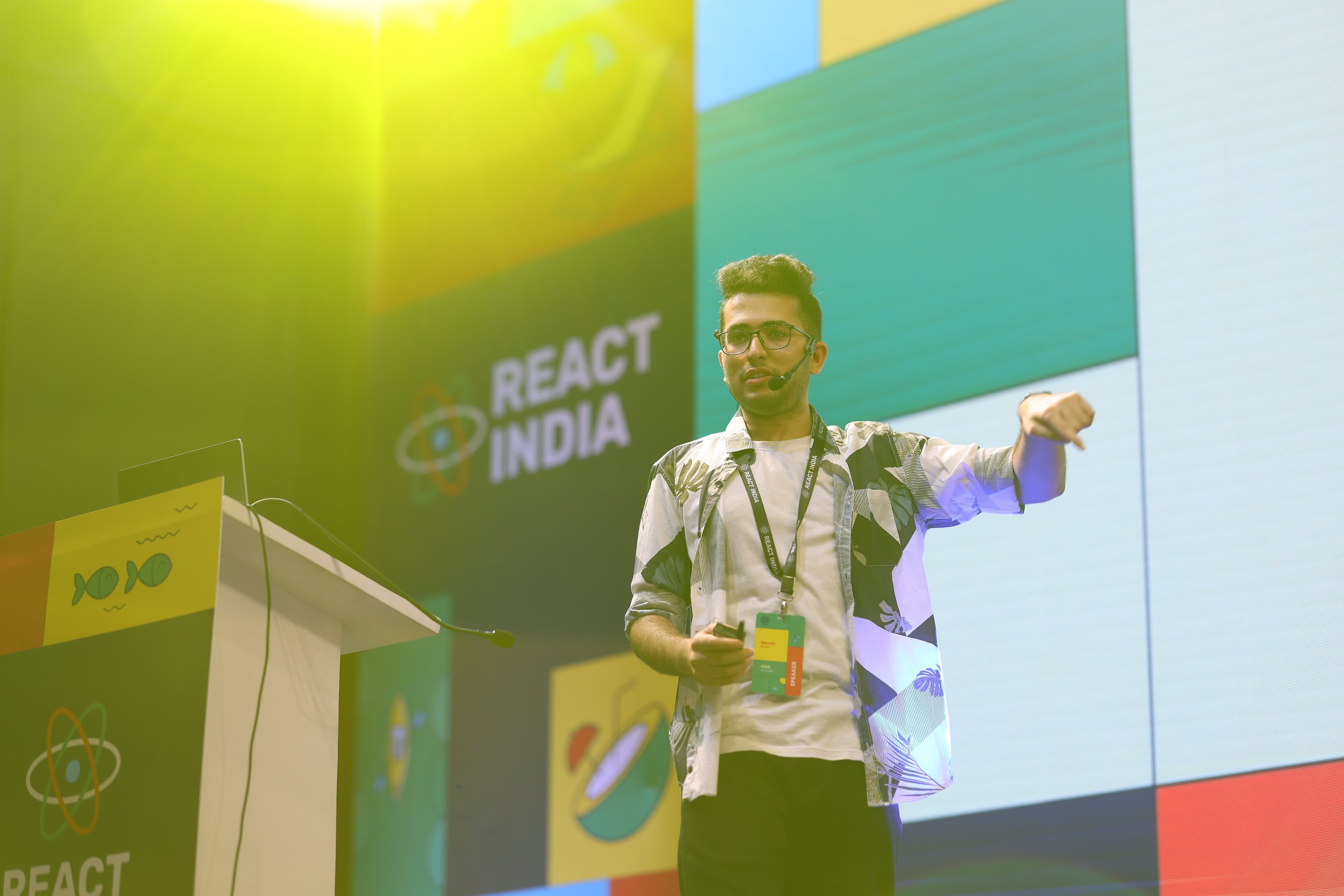 Menahi Shayan speaking at React India - International Conference on React and React Native, Goa, India, 2023 | Image 7